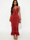 V Neck Beaded Shoulder Strap Maxi Dress GADE-10248