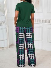Short Sleeve Print Casual Two Piece Pants Set GYLY-11275