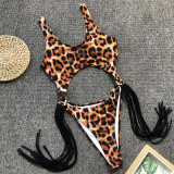 Leopard Print Hollow Out One Piece Swimsuit CSYZ-1973