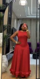 Square Neck Sleeveless Ruffles Maxi Dress GADE-11447