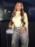 Plus Size Chain 3D Print Straight Jeans GYLN-0202