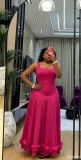 Square Neck Sleeveless Ruffles Maxi Dress GADE-11447