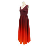 V Neck Gradient-Color Maxi Dress GYLY-11264