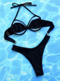 Sexy Soilid Color Tie Up Bikinis 2 Piece Set CSYZ-D261K