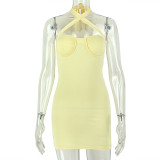 Sexy Solid Color Backless Mini Dress GJYO-JD305589