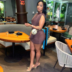 Solid Color Ruched Sleeveless Mini Dress GJYO-JD305576