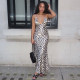 Sexy Print V Neck Maxi Dress GJYO-JD305575