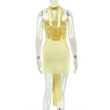 Sexy Solid Color Ruched Mini Dress GJYO-JD305598
