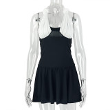 Contrast Color Halterneck Ruched Mini Dress GJYO-JD305587