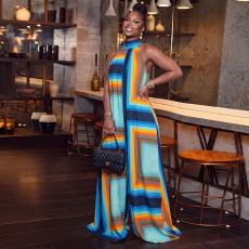Print Sleeveless Backless Loose Jumpsuit GJYO-JP006372