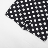 Short Sleeve Polka Dot Print Backless Romper MXBF-J26RP275