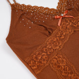 Lace Patchwork Hot Drill Sling Vest GPKJ-MR48941