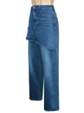 Vintage Faux Two-Piece Wide Leg Jeans SH-391550