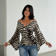 Animal-Print Color-Blocked Beaded T Shirt GPKJ-MR41519