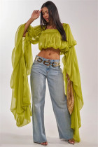 Double-layered Chiffon Ruched Short Tops LSD-2921