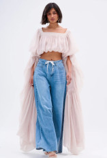 Double-layered Chiffon Ruched Short Tops LSD-2921