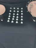 Fashion Ripped Studded Two-Piece Pants Set(With Pin) SHD-8501