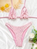 Sexy Stripe Print Backless Two Piece Bikinis CASF-6832