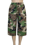 Camouflage Print Wide Leg Fifth Pants SH-391602