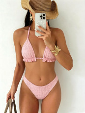 Sexy Stripe Print Backless Two Piece Bikinis CASF-6832