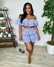 One Shoulder Ruffles Two Piece Short Set LSD-2941