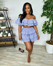 One Shoulder Ruffles Two Piece Short Set LSD-2941