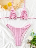 Sexy Stripe Print Backless Two Piece Bikinis CASF-6832