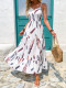 Feather-Print Spaghetti Straps Long Dress GYLY-10611