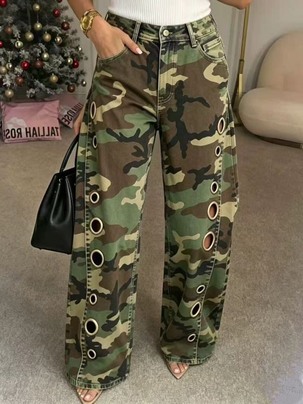 Camouflage Print Loose Jeans OD-8782
