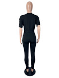 Fashion Ripped Studded Two-Piece Pants Set(With Pin) SHD-8501