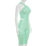 Polka Dot Print Backless Two Piece Pants Set MXBF-Q26ST092