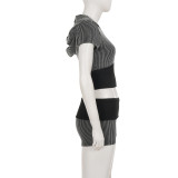 Sport Zipper Knits Two Piece Shorts Set GPKJ-MR50085