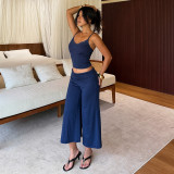Lace Edge Patchwork Two Piece Pants Set GPKJ-MR49888