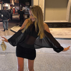 Off Shoulder Solid Color Mini Dress GSBW-Q26DS063 
