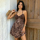 Print Halterneck Ruched Mini Dress GPKJ-MR49640