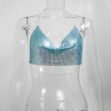 Metal-Chain Sequin Halterneck Tube Top GZYY-842