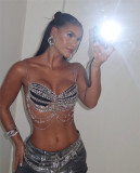 Metal Chain Beaded Hollow Out Tank top GZYY-B25183