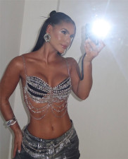 Metal Chain Beaded Hollow Out Tank top GZYY-B25183