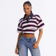 Contrast Color Stripe Lapel Top GSBW-Q26TP095