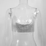 Metal-Chain Sequin Halterneck Tube Top GZYY-842