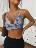 Metal-Chain Sequin Halterneck Tube Top GZYY-842