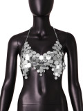 Metal Sequins Backless Chain Tank Top GZYY-20470