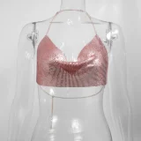 Metal-Chain Sequin Halterneck Tube Top GZYY-842