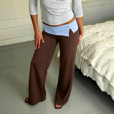 Contrast Color Split Straight Pants GPKJ-MR49566