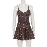 Floral Polka-Dot V-Neck Mini Dress GPKJ-MR49792
