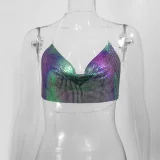 Metal-Chain Sequin Halterneck Tube Top GZYY-842