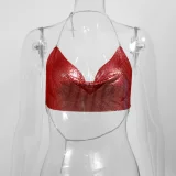 Metal-Chain Sequin Halterneck Tube Top GZYY-842