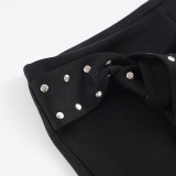 Rivet Decorative Lace Up Shorts GPKJ-MR49597