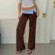 Contrast Color Split Straight Pants GPKJ-MR49566