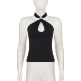 Halterneck Off Shoulder Tank Tops GPKJ-MR49537